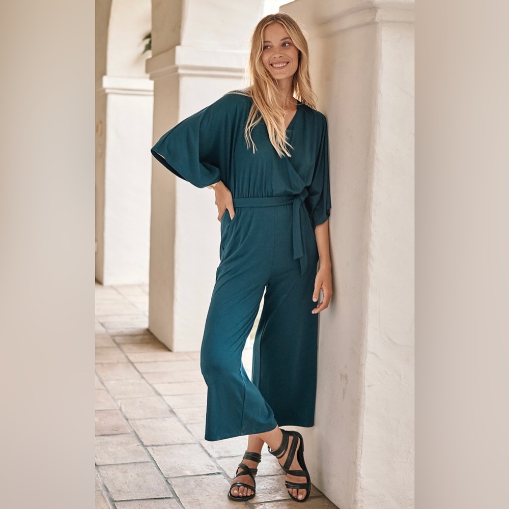 Kimono-Sleeve Knit Jumpsuit in Teal - XL - NWT